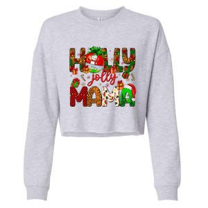 Holly A Jolly Mama Merry Christmas Matching Family Pajamas Cropped Pullover Crew