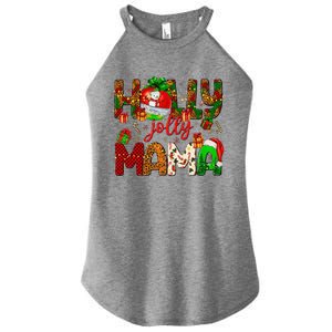 Holly A Jolly Mama Merry Christmas Matching Family Pajamas Women's Perfect Tri Rocker Tank