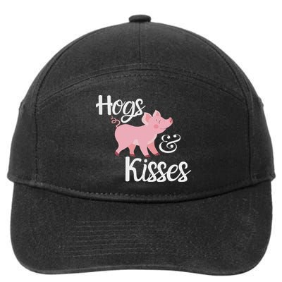 Hogs And Kisses Cute Pig 7-Panel Snapback Hat