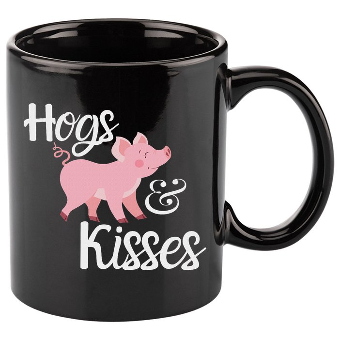 Hogs And Kisses Cute Pig 11oz C Handle Ceramic Mug