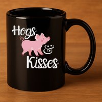 Hogs And Kisses Cute Pig 11oz C Handle Ceramic Mug