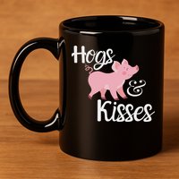 Hogs And Kisses Cute Pig 11oz C Handle Ceramic Mug
