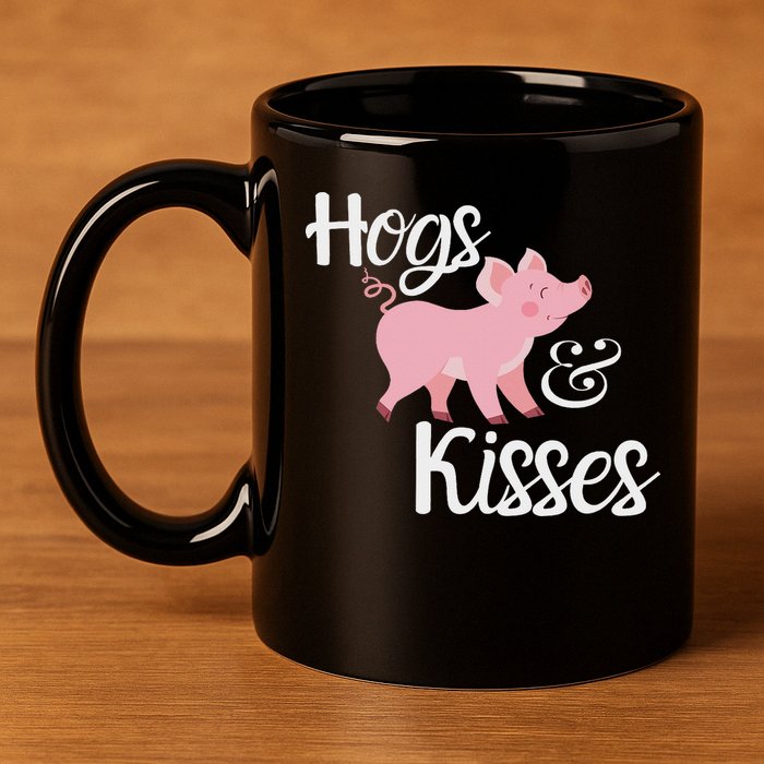 Hogs And Kisses Cute Pig 11oz C Handle Ceramic Mug