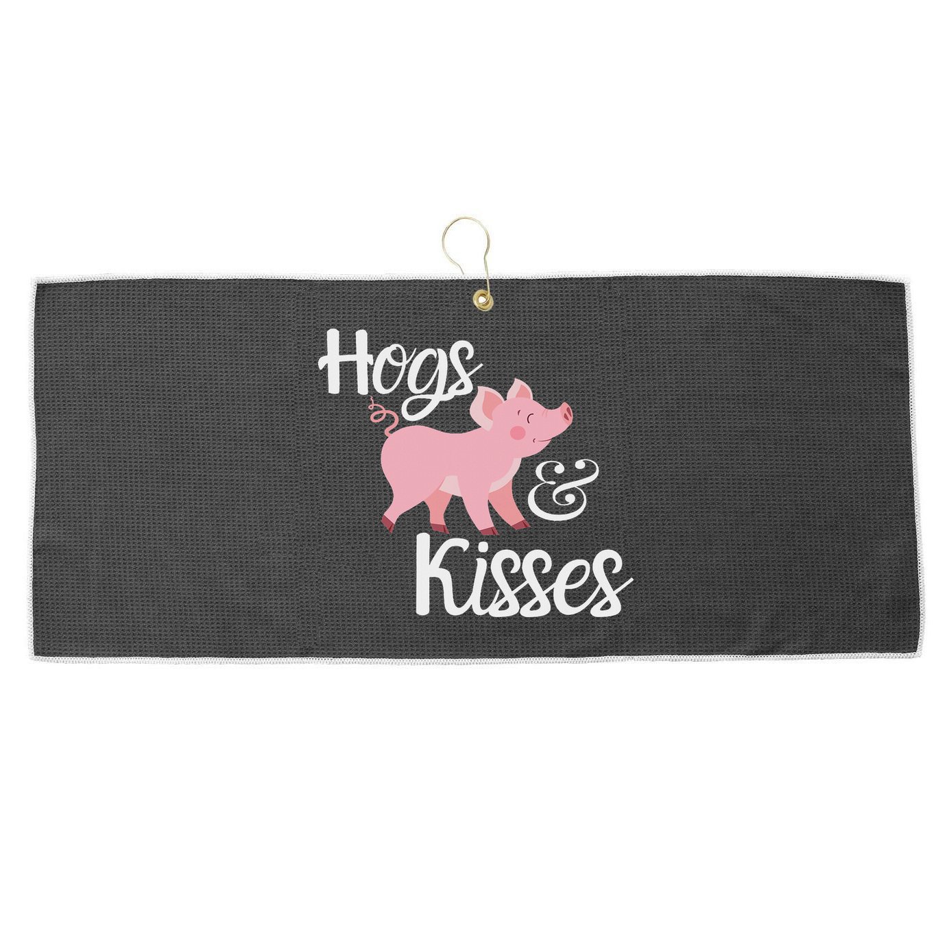 Hogs And Kisses Cute Pig Large Microfiber Waffle Golf Towel
