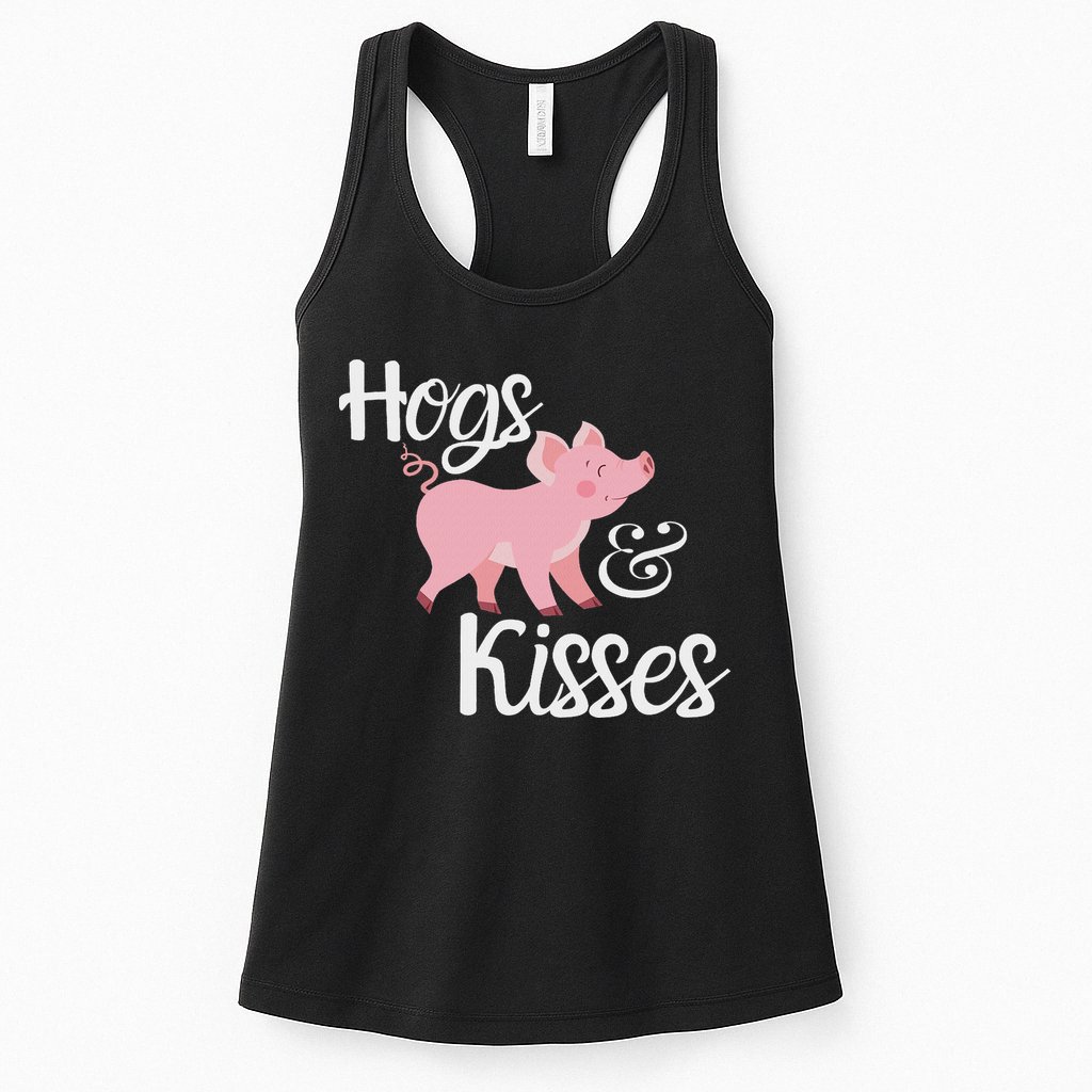 Hogs And Kisses Cute Pig Womens Tank Top