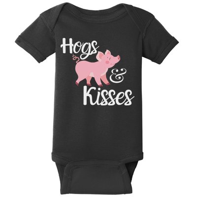 Hogs And Kisses Cute Pig Baby Bodysuit