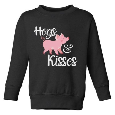 Hogs And Kisses Cute Pig Toddler Sweatshirt