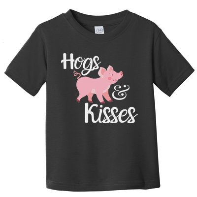 Hogs And Kisses Cute Pig Toddler T-Shirt