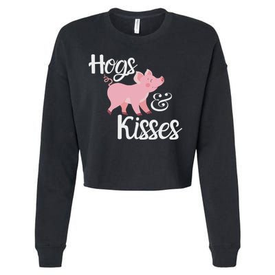 Hogs And Kisses Cute Pig Cropped Pullover Crew