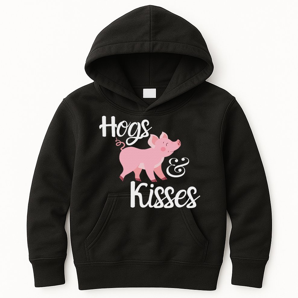 Hogs And Kisses Cute Pig Kids Hoodie