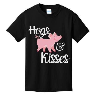 Hogs And Kisses Cute Pig Kids T-Shirt