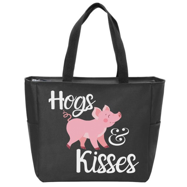 Hogs And Kisses Cute Pig Zip Tote Bag