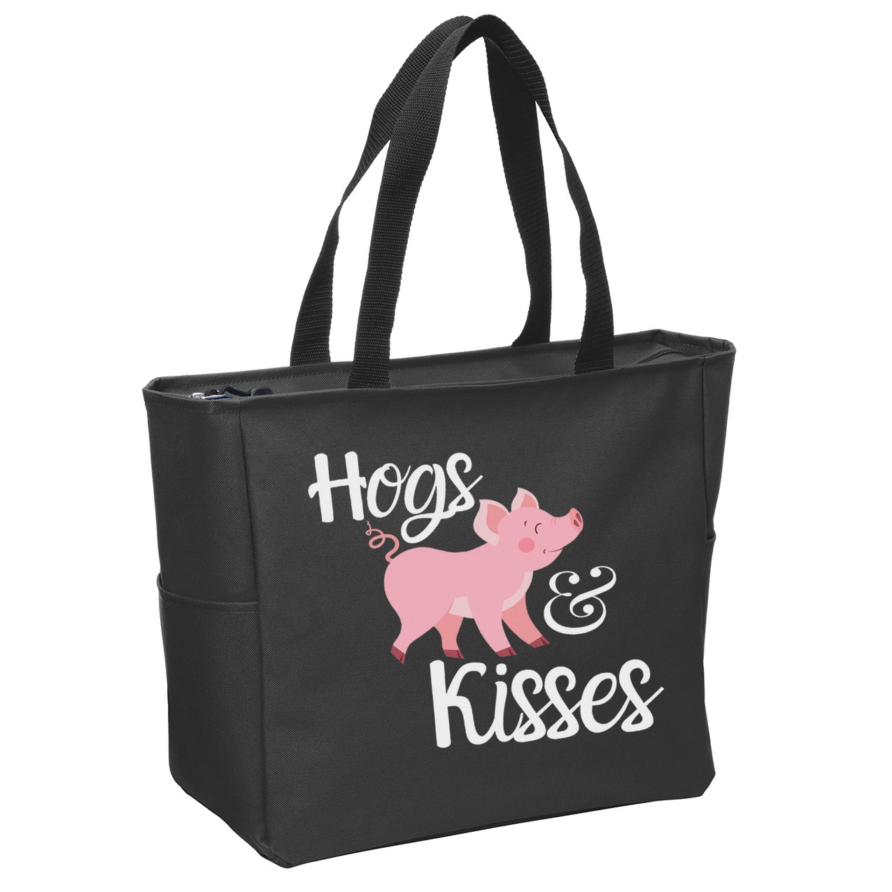 Hogs And Kisses Cute Pig Zip Tote Bag