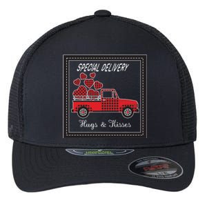 Hugs And Kisses Special Delivery Truck Happy Valentines Day Flexfit Unipanel Trucker Cap