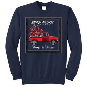 Hugs And Kisses Special Delivery Truck Happy Valentines Day Tall Sweatshirt