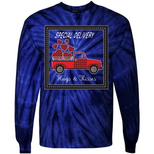 Hugs And Kisses Special Delivery Truck Happy Valentines Day Tie-Dye Long Sleeve Shirt