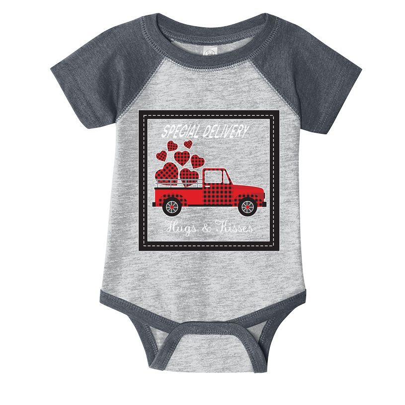 Hugs And Kisses Special Delivery Truck Happy Valentines Day Infant Baby Jersey Bodysuit