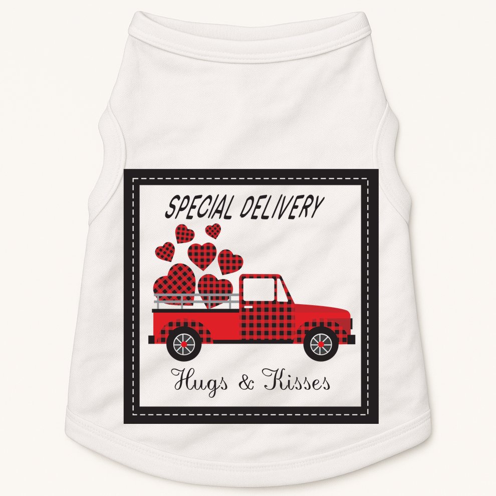 Hugs And Kisses Special Delivery Truck Happy Valentines Day Doggie Tank