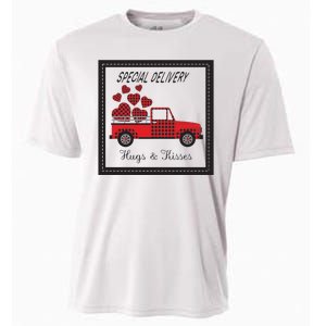 Hugs And Kisses Special Delivery Truck Happy Valentines Day Cooling Performance Crew T-Shirt