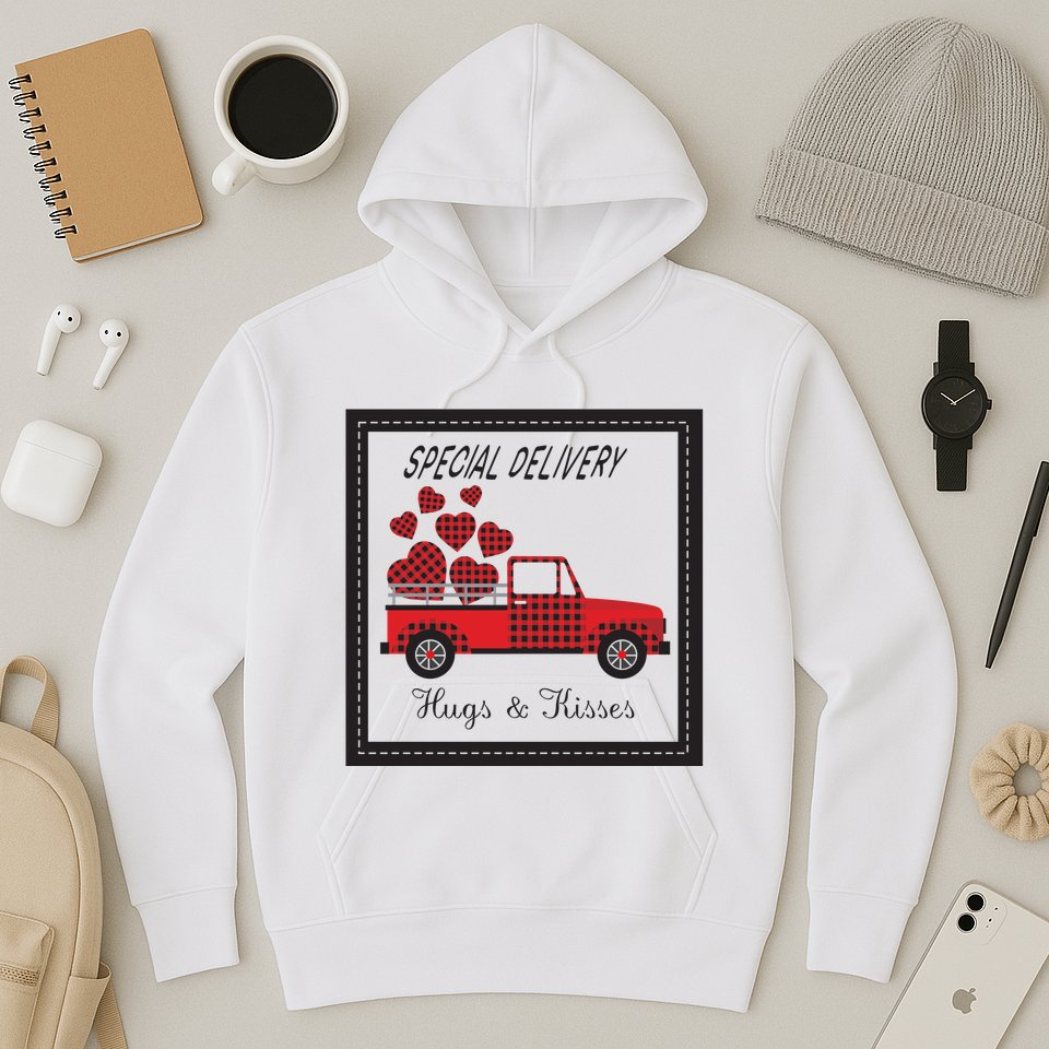 Hugs And Kisses Special Delivery Truck Happy Valentines Day Hoodie