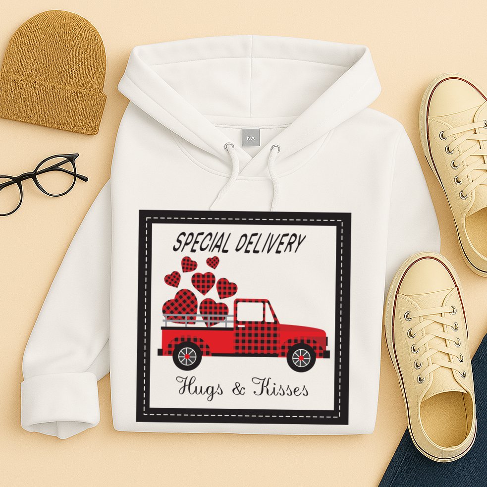 Hugs And Kisses Special Delivery Truck Happy Valentines Day Hoodie