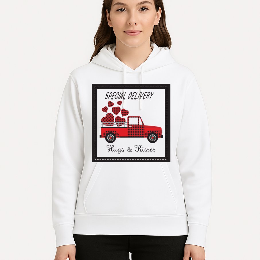Hugs And Kisses Special Delivery Truck Happy Valentines Day Hoodie