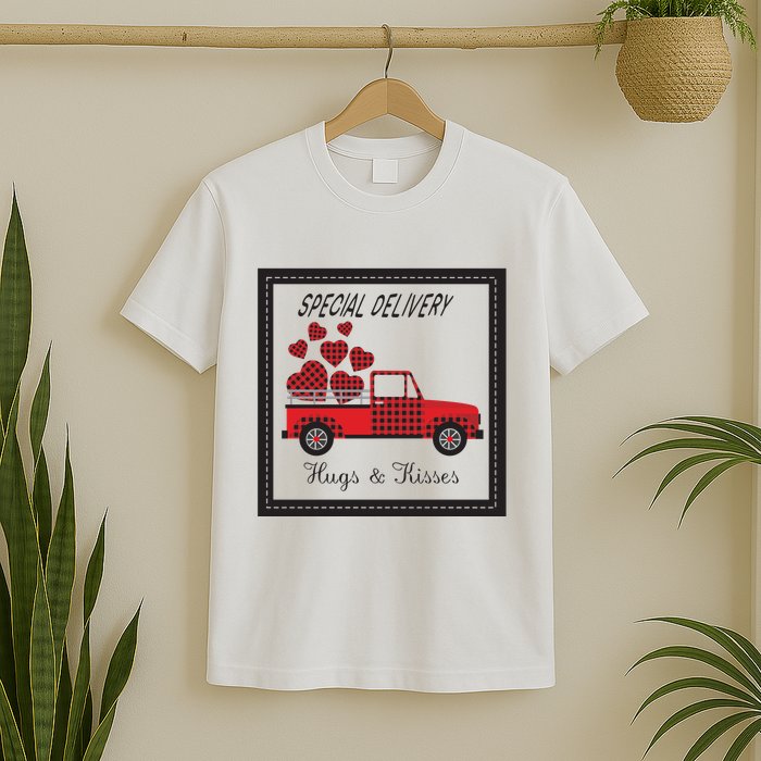 Hugs And Kisses Special Delivery Truck Happy Valentines Day T-Shirt