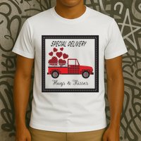 Hugs And Kisses Special Delivery Truck Happy Valentines Day T-Shirt
