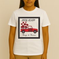 Hugs And Kisses Special Delivery Truck Happy Valentines Day T-Shirt