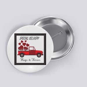 Hugs And Kisses Special Delivery Truck Happy Valentines Day Button