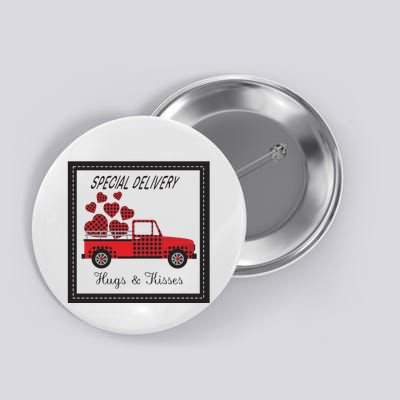 Hugs And Kisses Special Delivery Truck Happy Valentines Day Button