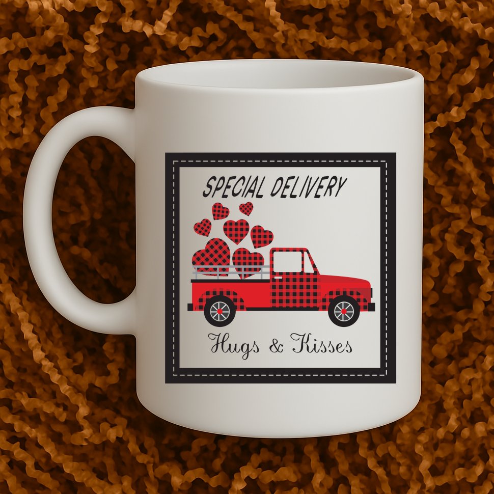 Hugs And Kisses Special Delivery Truck Happy Valentines Day Mug