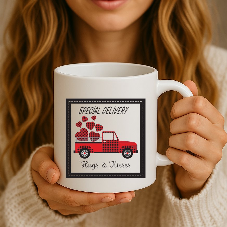 Hugs And Kisses Special Delivery Truck Happy Valentines Day Mug