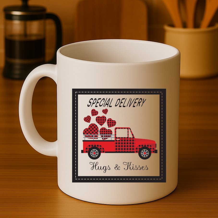 Hugs And Kisses Special Delivery Truck Happy Valentines Day Mug