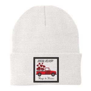 Hugs And Kisses Special Delivery Truck Happy Valentines Day Knit Cap Winter Beanie