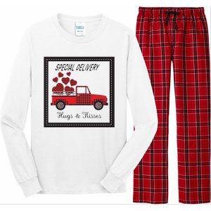 Hugs And Kisses Special Delivery Truck Happy Valentines Day Long Sleeve Pajama Set