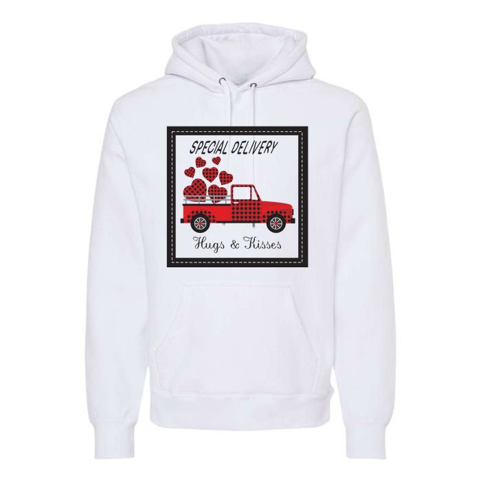 Hugs And Kisses Special Delivery Truck Happy Valentines Day Premium Hoodie