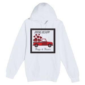 Hugs And Kisses Special Delivery Truck Happy Valentines Day Premium Pullover Hoodie