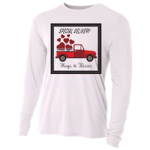 Hugs And Kisses Special Delivery Truck Happy Valentines Day Cooling Performance Long Sleeve Crew