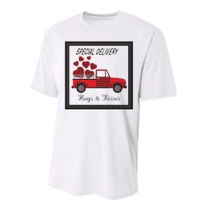 Hugs And Kisses Special Delivery Truck Happy Valentines Day Performance Sprint T-Shirt