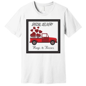 Hugs And Kisses Special Delivery Truck Happy Valentines Day Premium T-Shirt