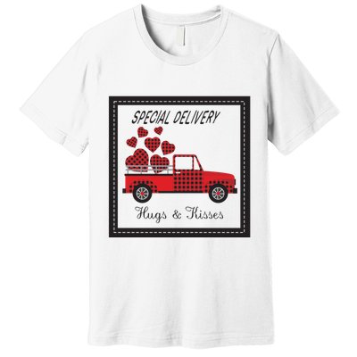 Hugs And Kisses Special Delivery Truck Happy Valentines Day Premium T-Shirt