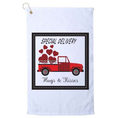 Hugs And Kisses Special Delivery Truck Happy Valentines Day Golf Towel