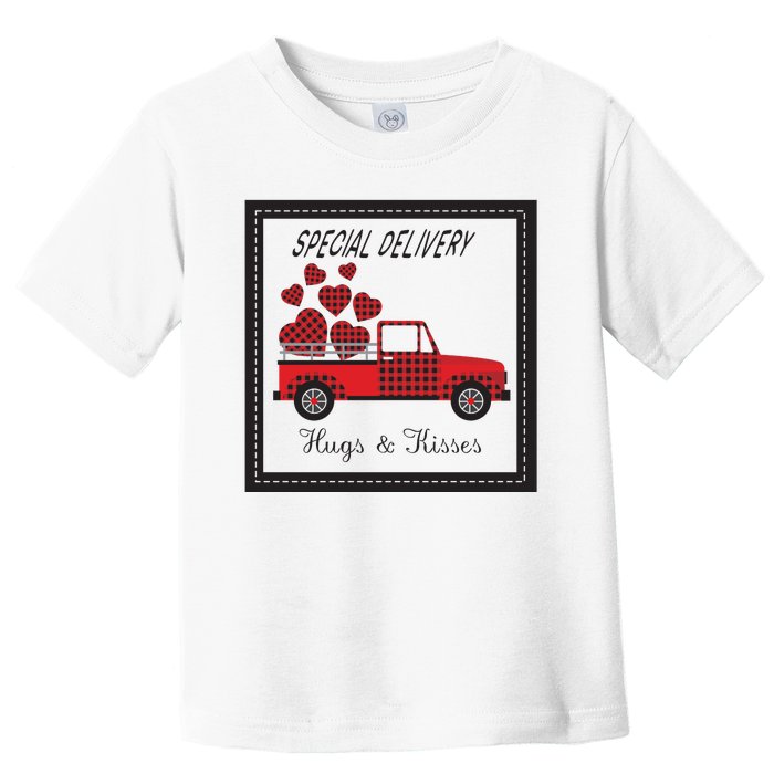 Hugs And Kisses Special Delivery Truck Happy Valentines Day Toddler T-Shirt