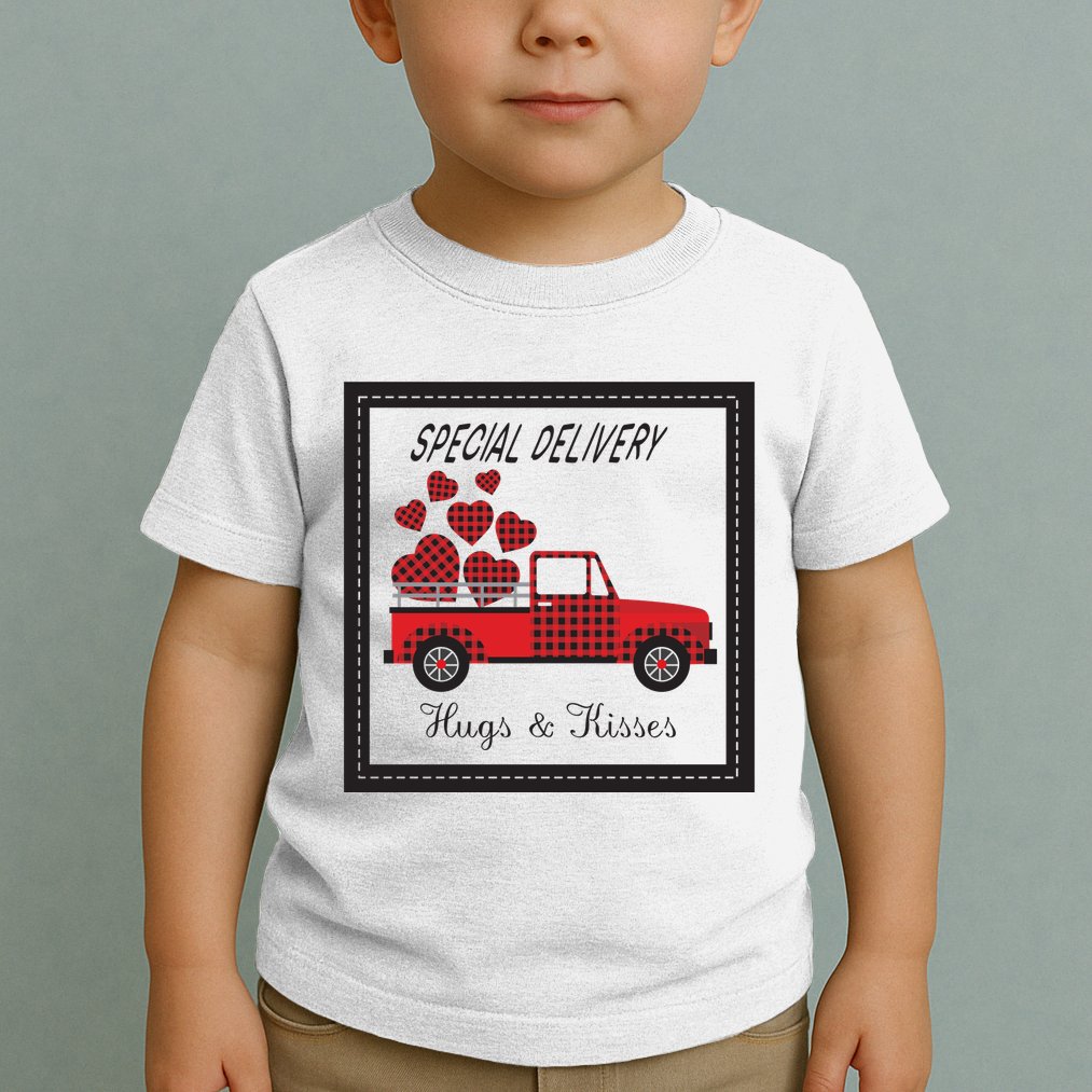 Hugs And Kisses Special Delivery Truck Happy Valentines Day Toddler T-Shirt