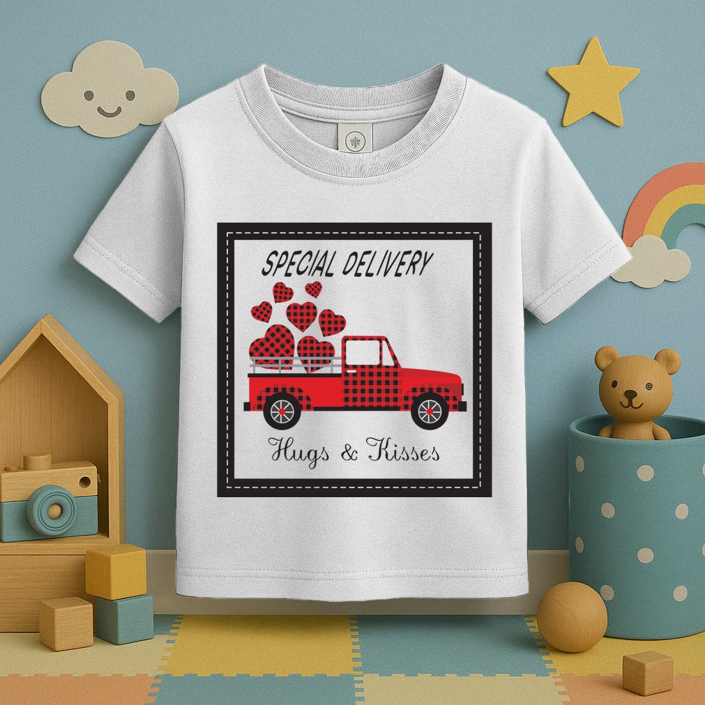 Hugs And Kisses Special Delivery Truck Happy Valentines Day Toddler T-Shirt