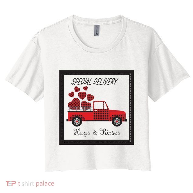 Hugs And Kisses Special Delivery Truck Happy Valentines Day Crop Top
