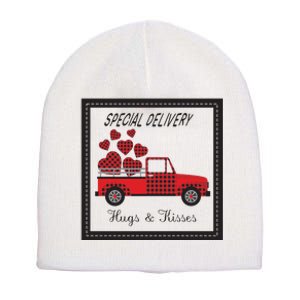 Hugs And Kisses Special Delivery Truck Happy Valentines Day Short Acrylic Beanie