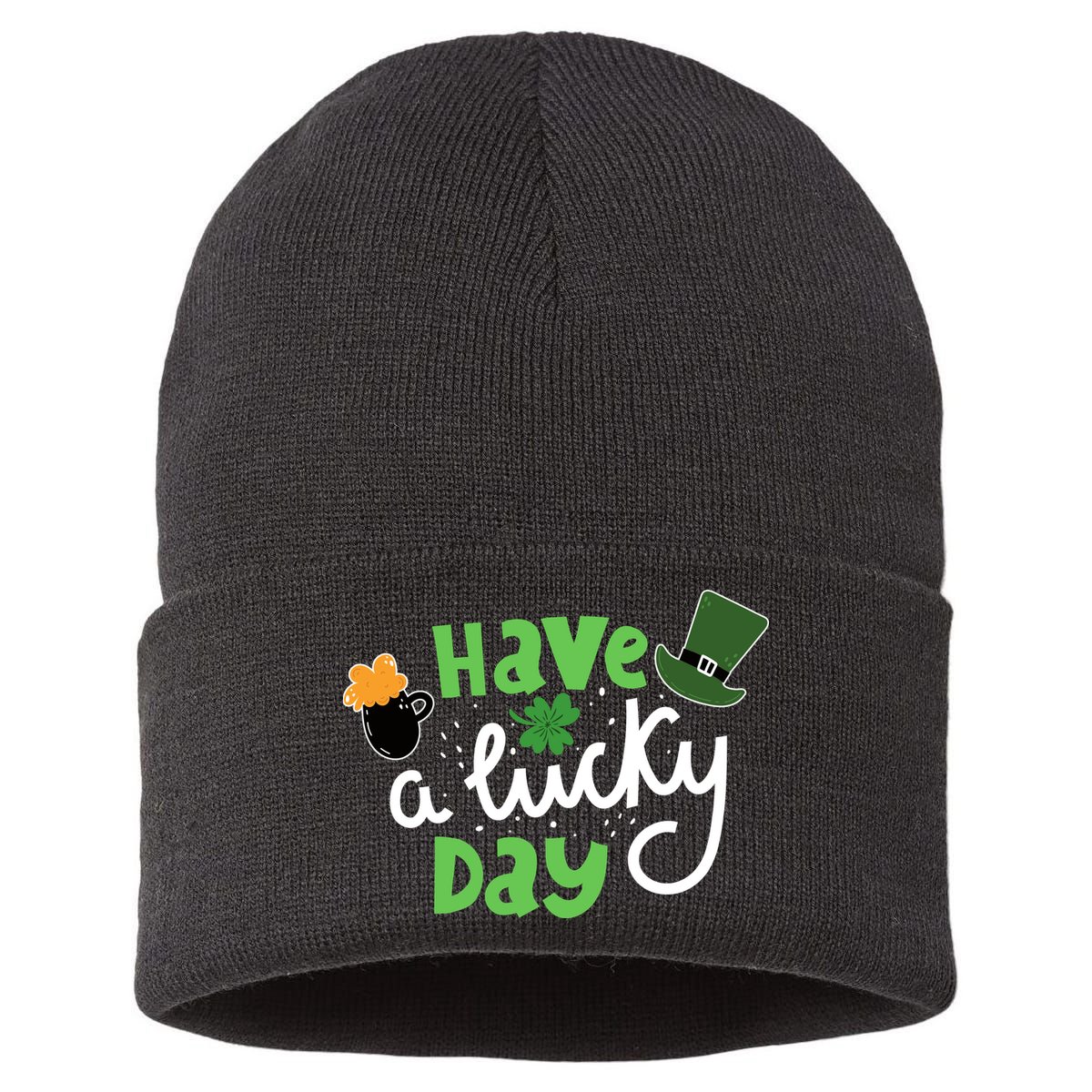 Have A Lucky Day St Patrick's Day Festive Sustainable Knit Beanie