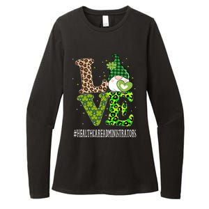 Healthcare Administrators Love St Patricks Day Gnome Leopard Funny Gift Womens CVC Long Sleeve Shirt